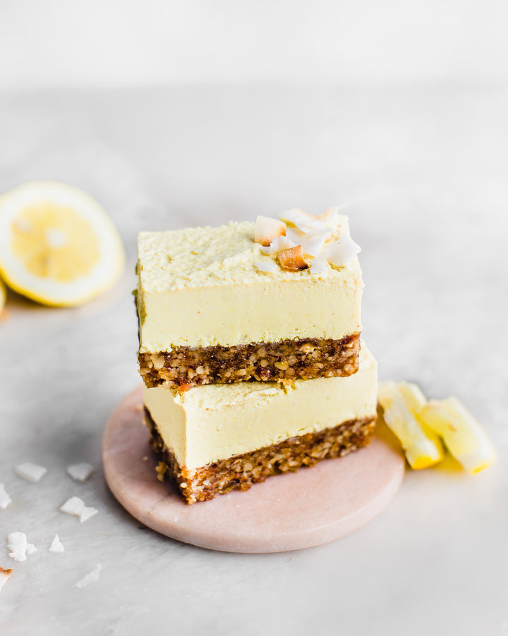 Lavender Lemon Raw Vegan Cheesecake Bars