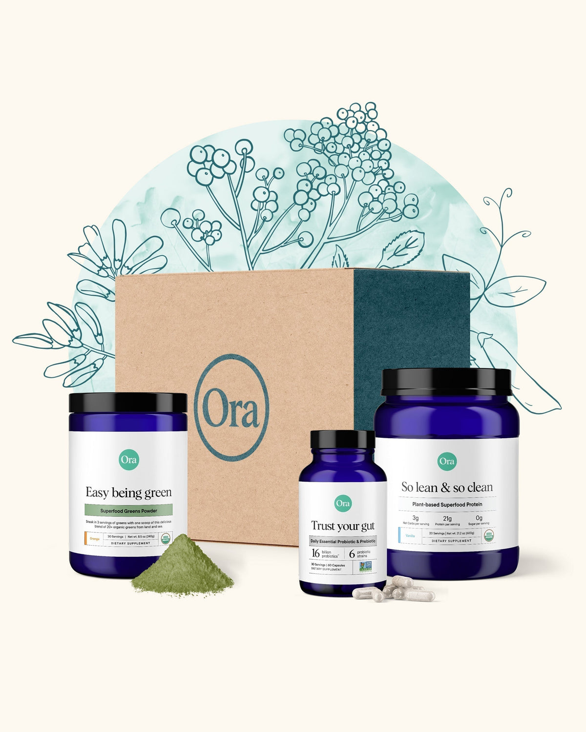 Ora Organic supplements in a 30-day reset box