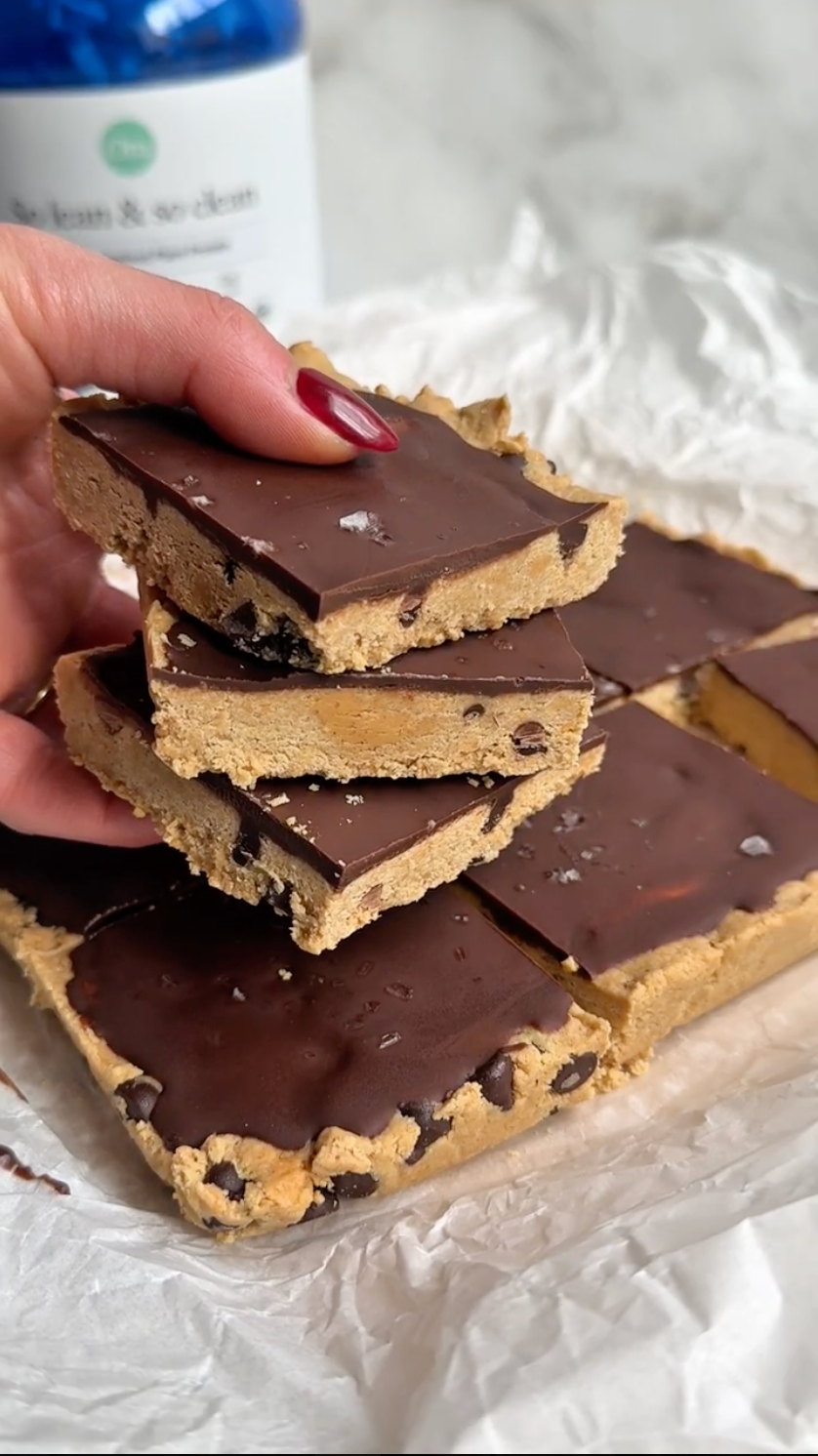Chocolate Chip Protein Cookie Dough Bars