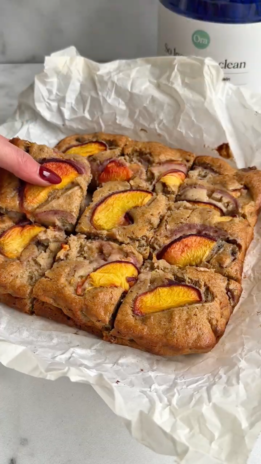 Easy Vegan Protein Peach Cobbler