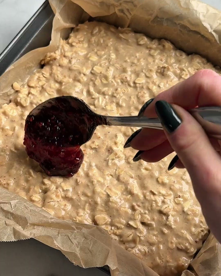 Peanut Butter and Jelly Baked Oatmeal