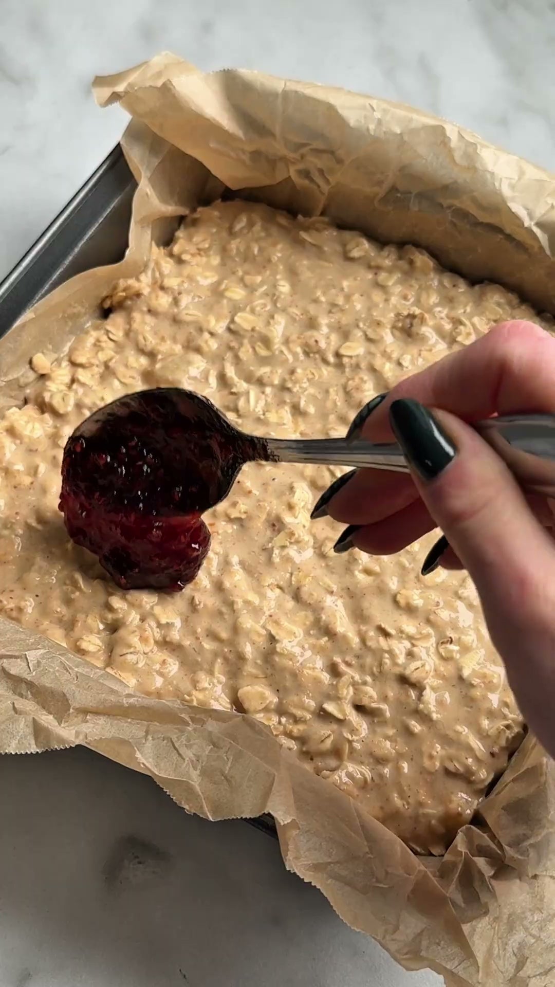 Peanut Butter and Jelly Baked Oatmeal