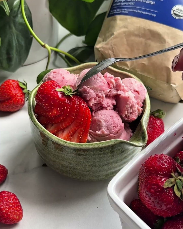 Vegan Strawberry Protein Ice Cream