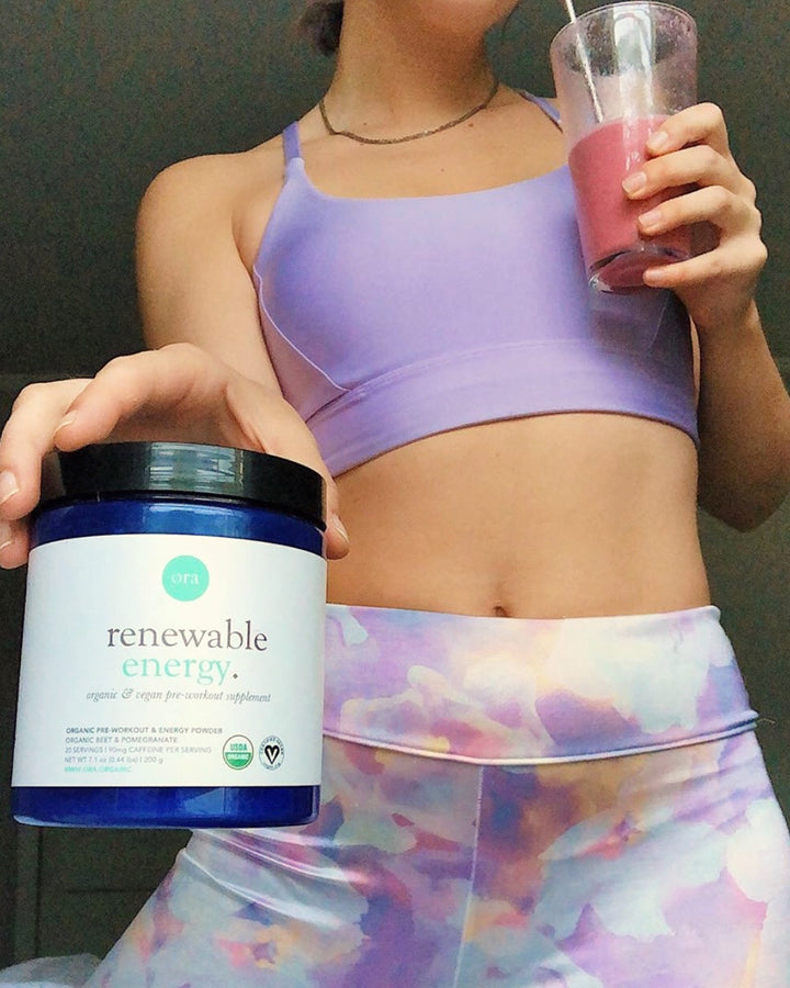 Pre-workout smoothie and pastel activewear set with @lexicreative