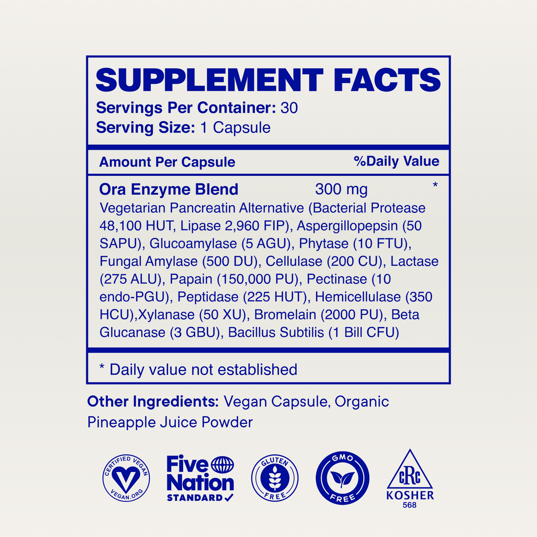 Digestive Enzymes Capsules supplement facts, Default Title