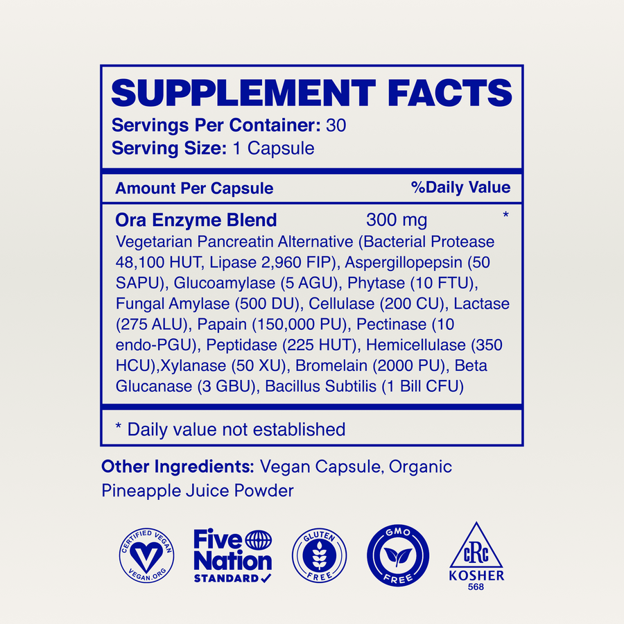 Digestive Enzymes Capsules supplement facts, Default Title