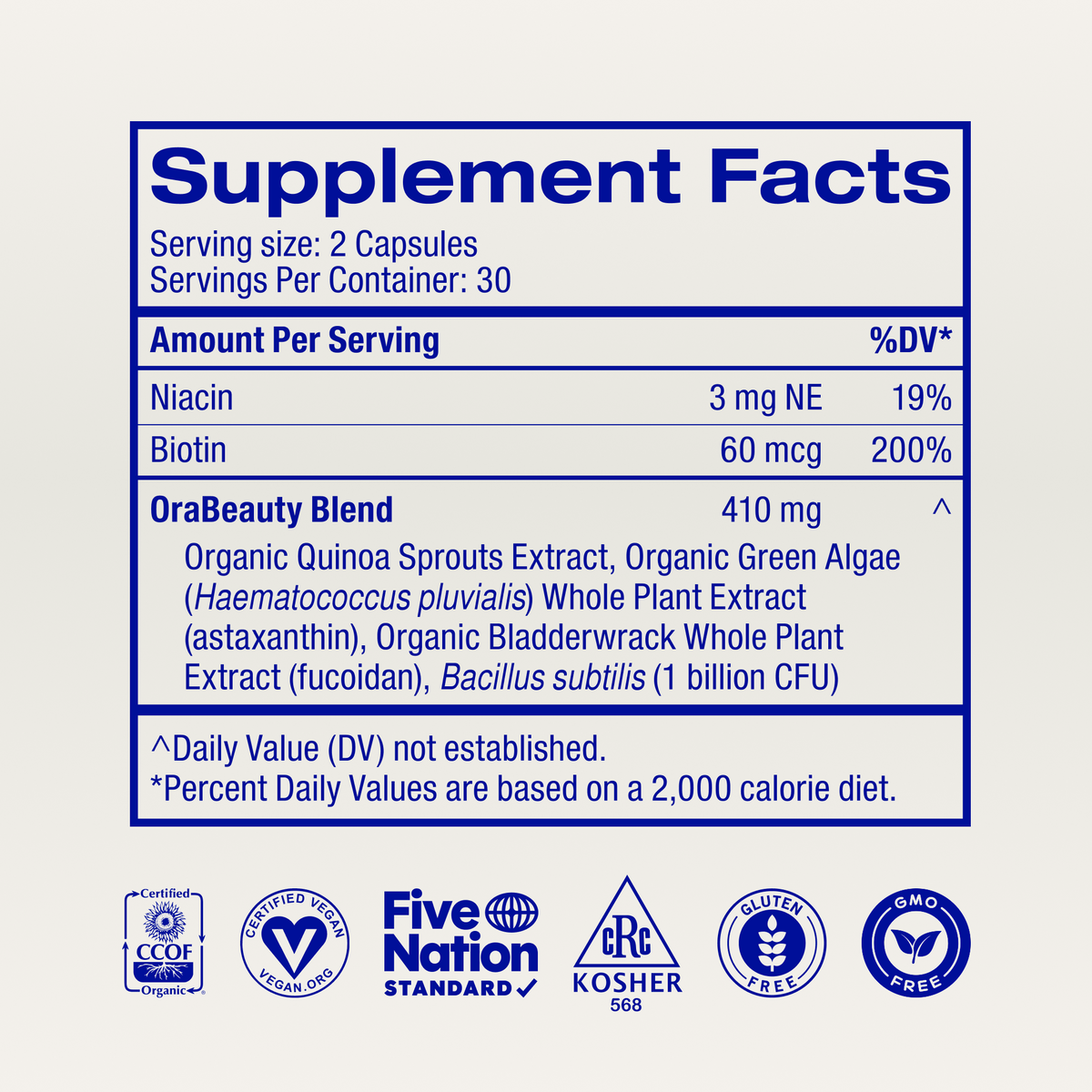 Hair, Skin & Nails Vitamins supplement facts