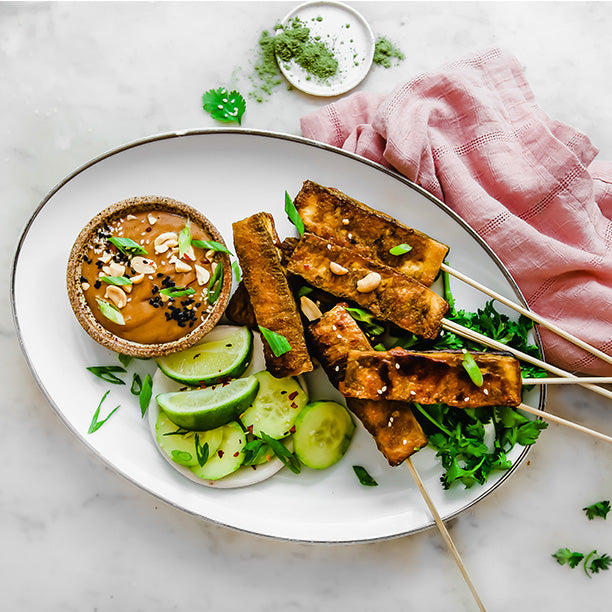 Green Tofu Satay with Peanut Sauce