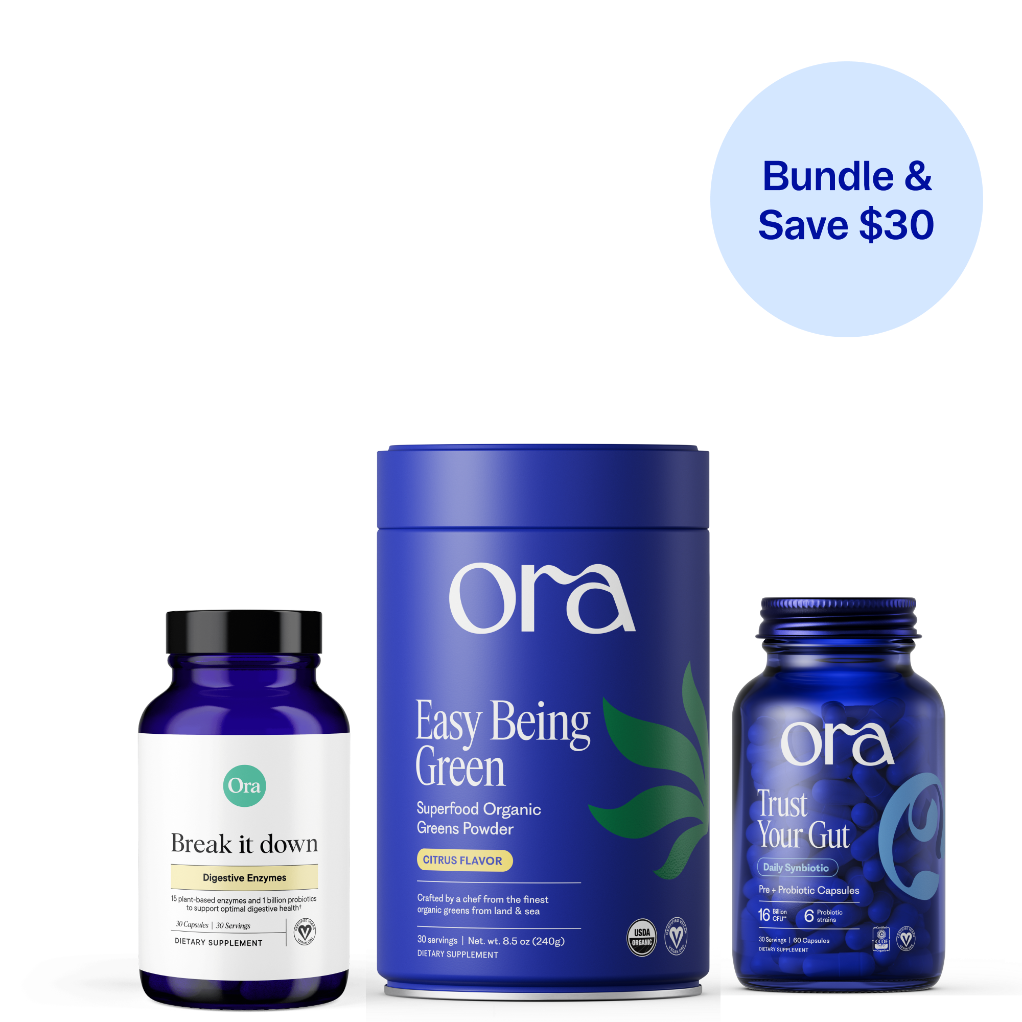 Prebiotics + Probiotics Digestive Enzymes Organic Greens Daily Digestion Protocol