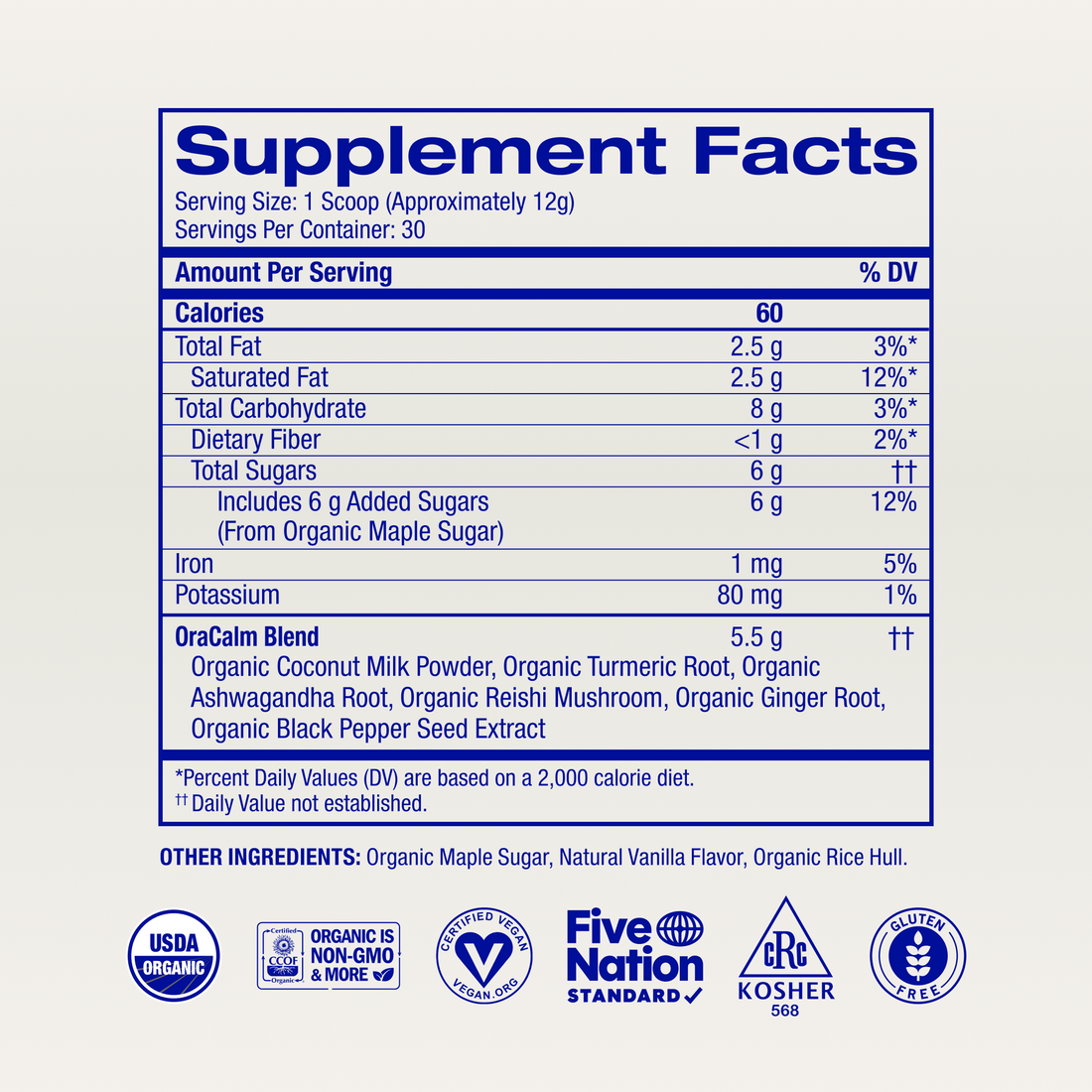 Organic Golden Milk Powder supplement facts, Default Title