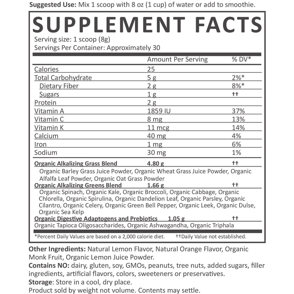 Organic Greens Nutrition Facts supplement-facts citrus_30