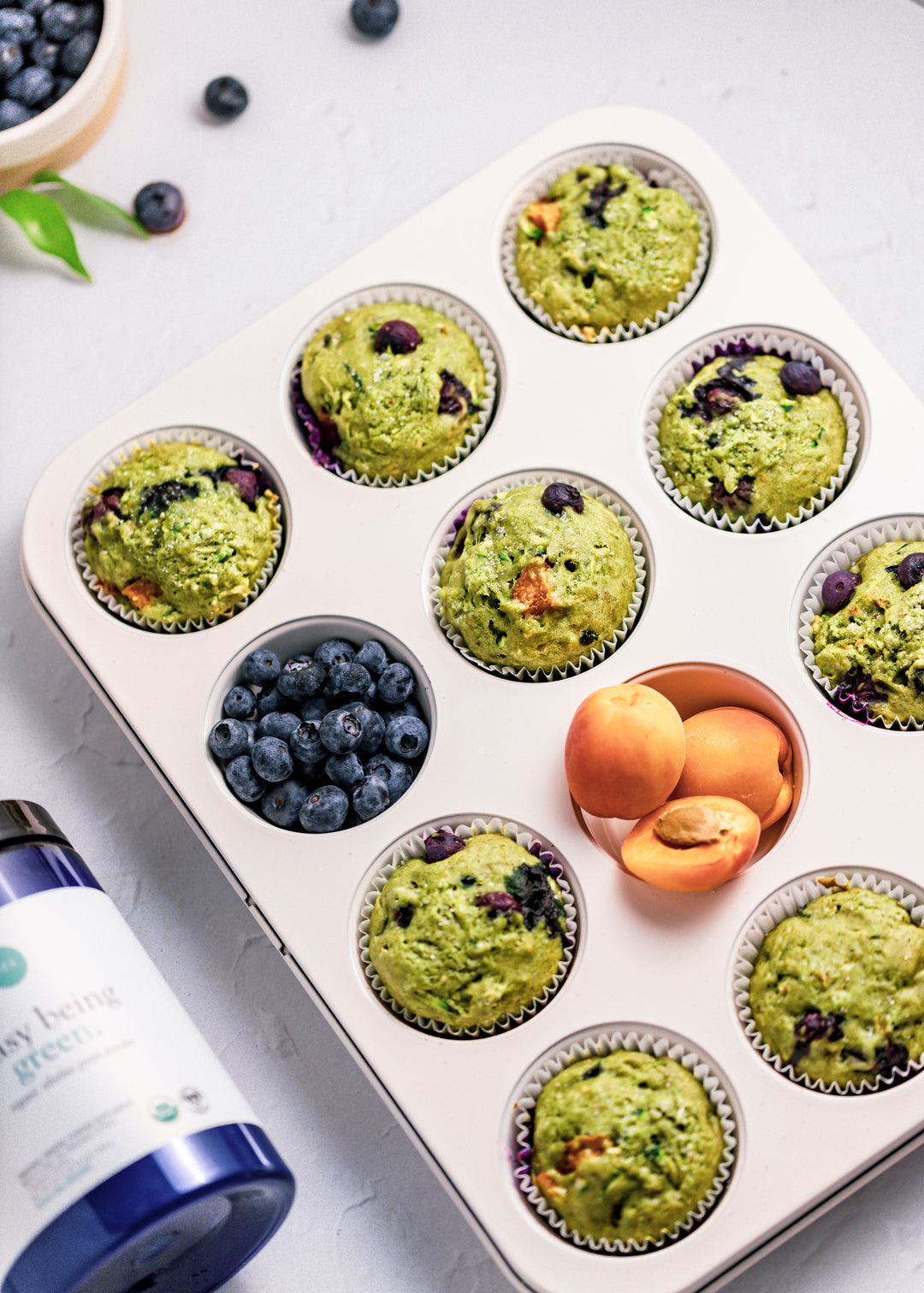 Blueberry, Apricot Greens Muffins