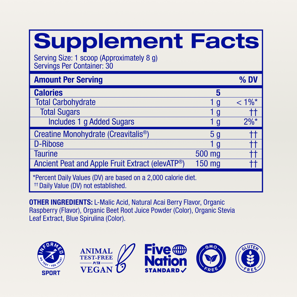 Creatine Powder - Single Serving supplement facts