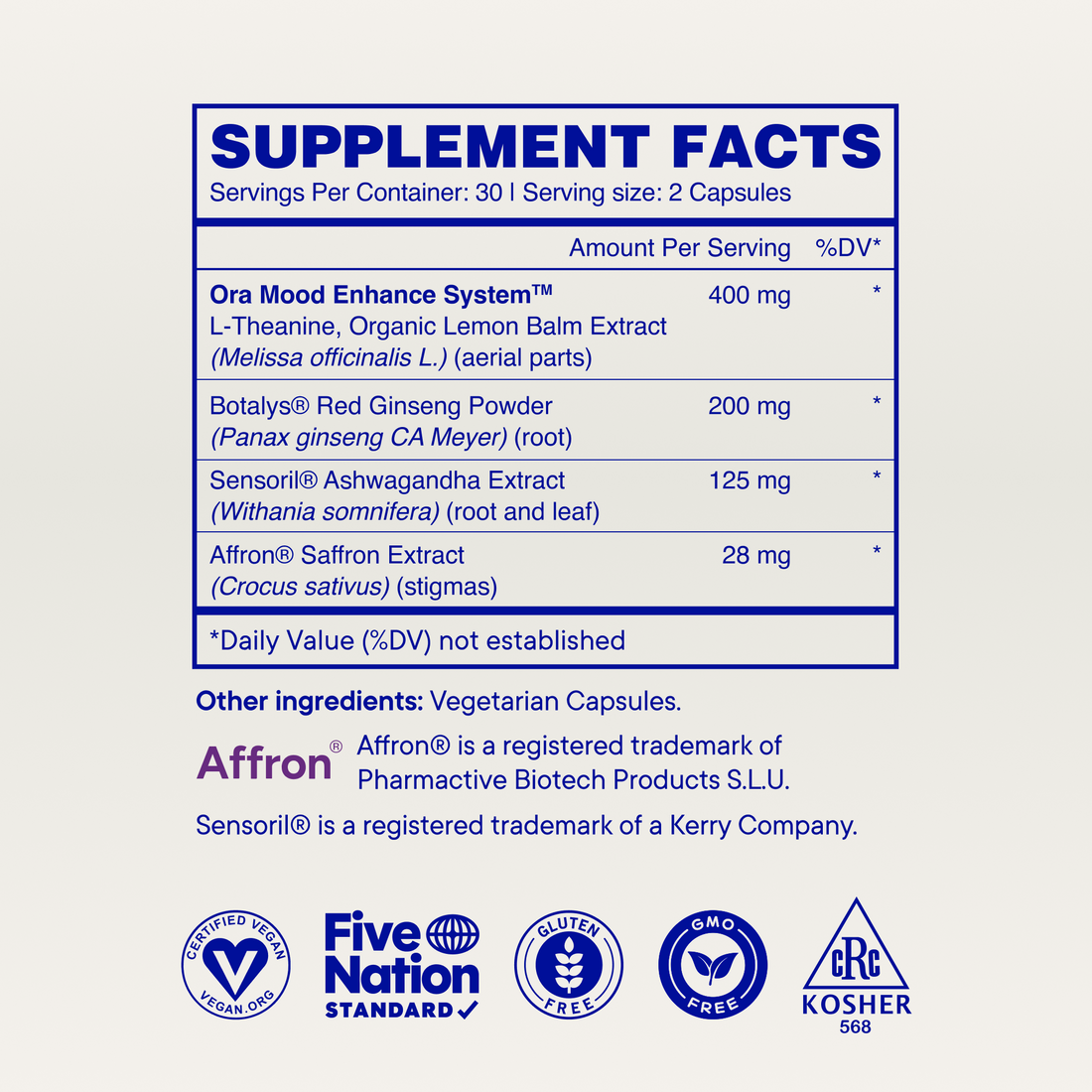 Stress Support supplement facts, Default Title