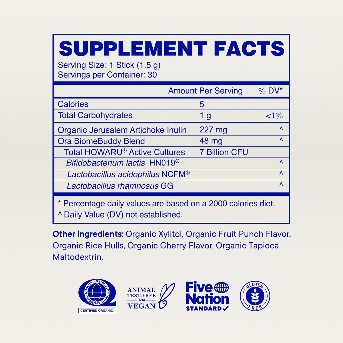 Pre + Probiotic Pixies For Kids supplement facts