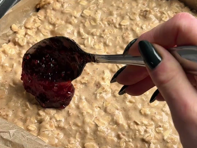 Peanut Butter and Jelly Baked Oatmeal