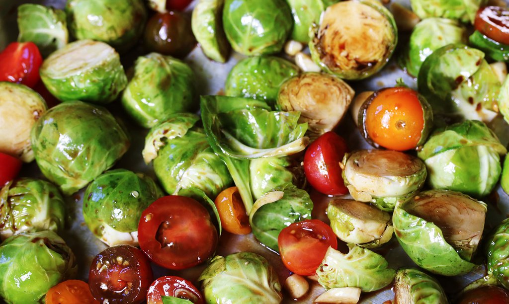 Golden Maple Balsamic Glazed Roasted Brussels Sprouts