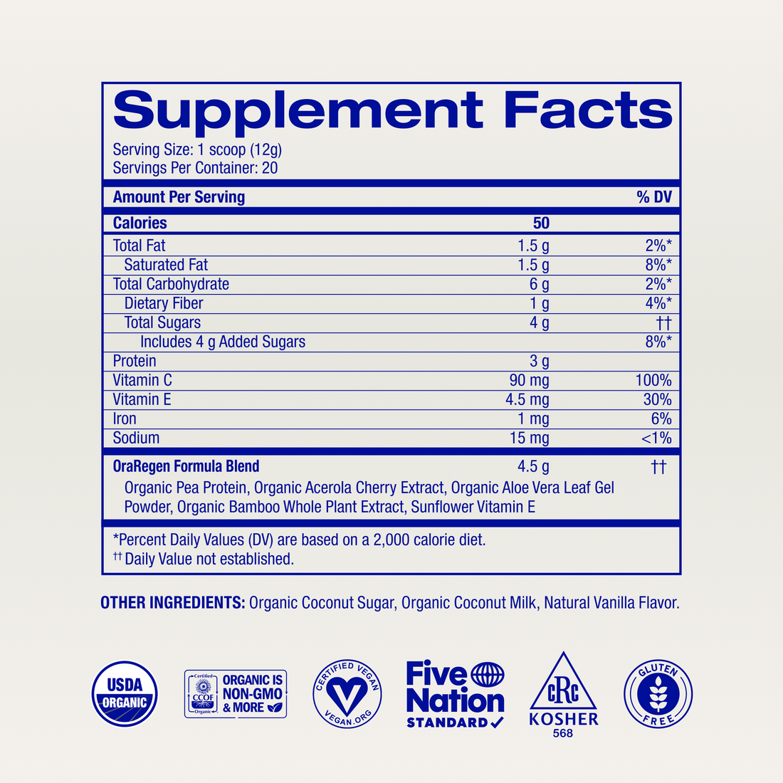 Organic Golden Milk Powder supplement facts, Default Title