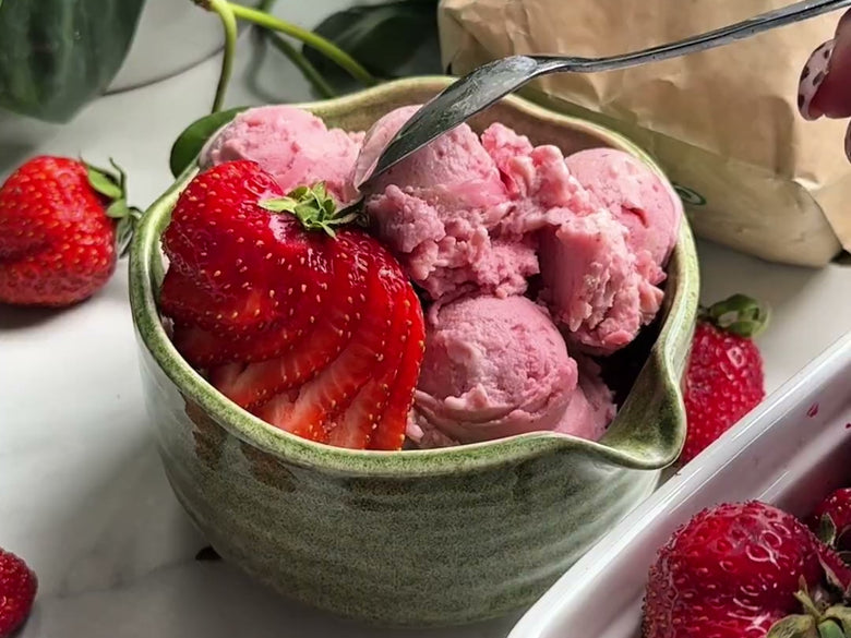 Vegan Strawberry Protein Ice Cream