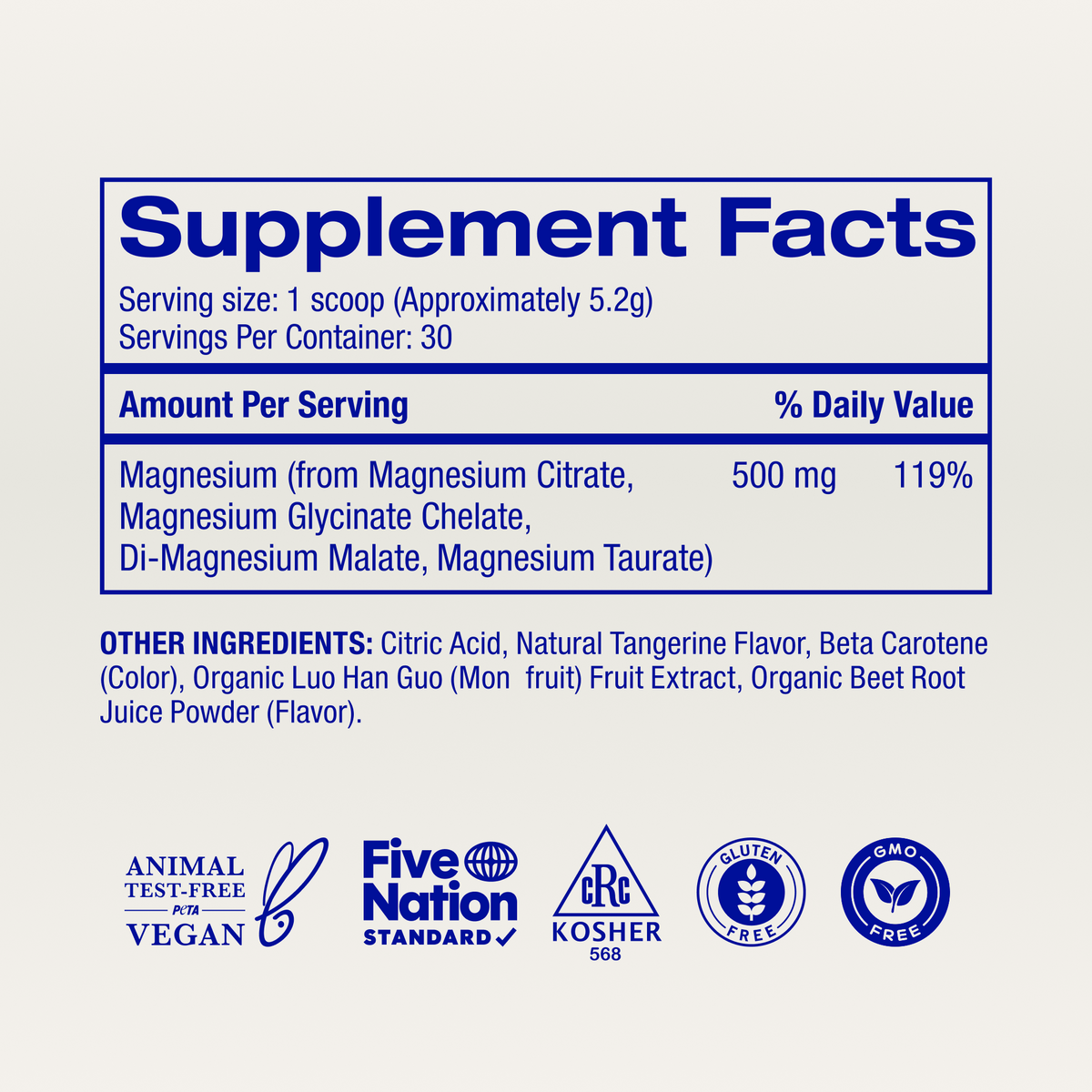 4-in-1 Magnesium Powder supplement facts