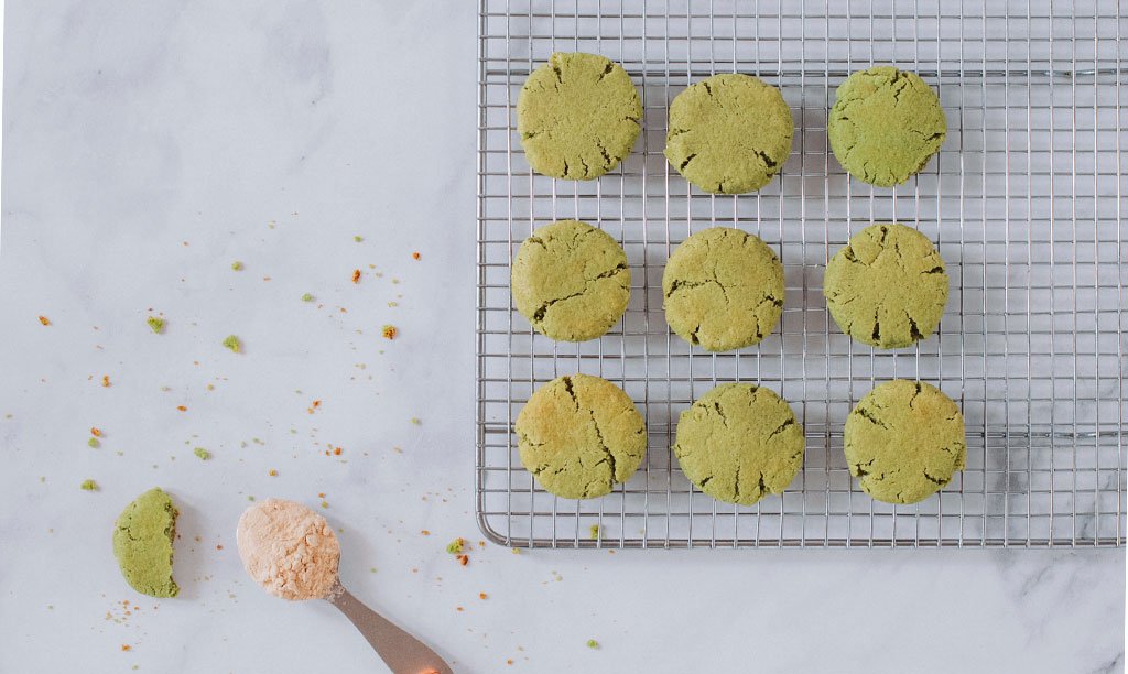 Coconut Vanilla Protein Matcha Cookies